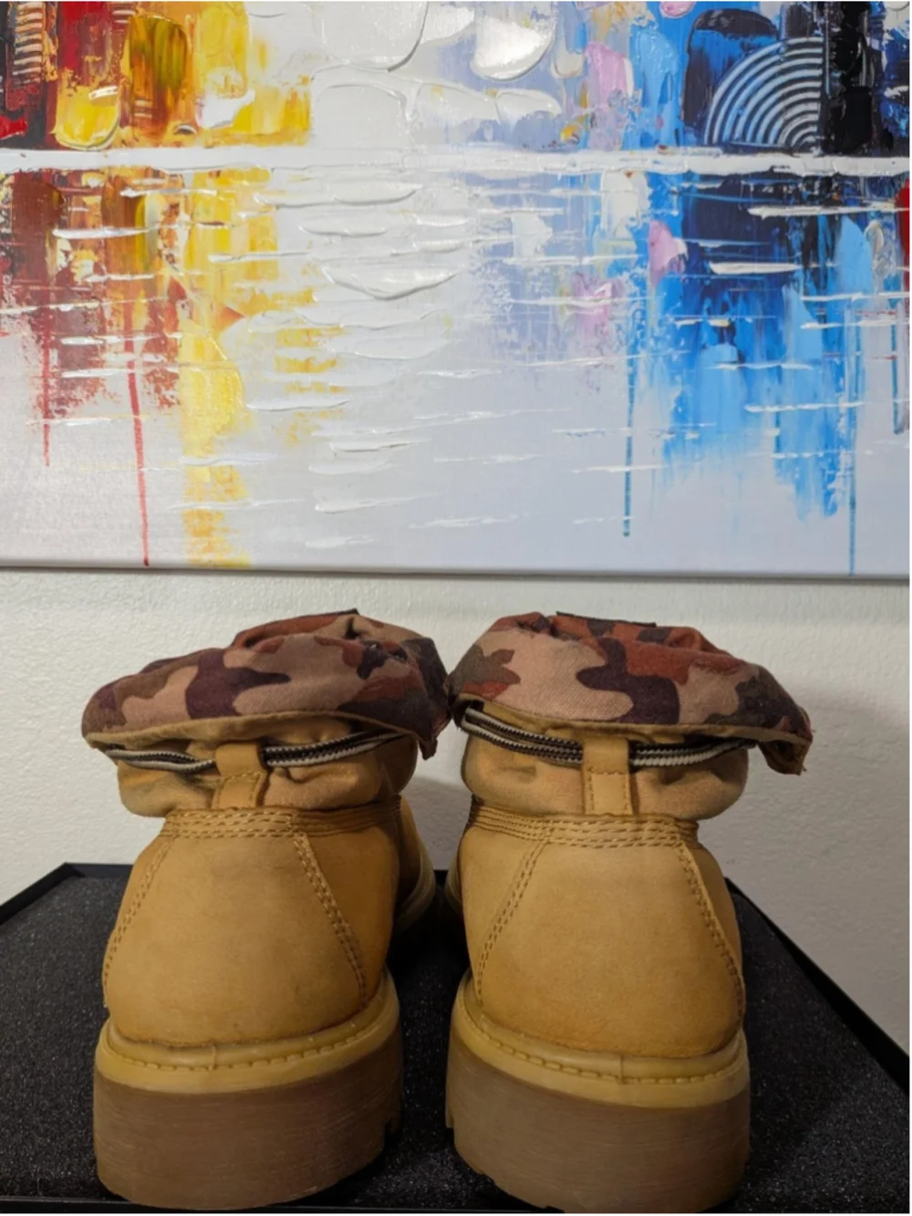 Timberland Camo Collar Nubuck Boots Mens Size 10.5 Brown Ankle Workwear